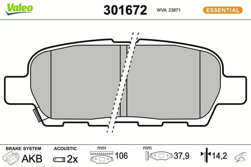 set placute frana,frana disc VALEO ESSENTIAL 301672