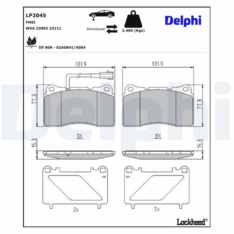 set placute frana,frana disc DELPHI LP2045