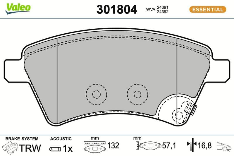 set placute frana,frana disc VALEO ESSENTIAL 301804