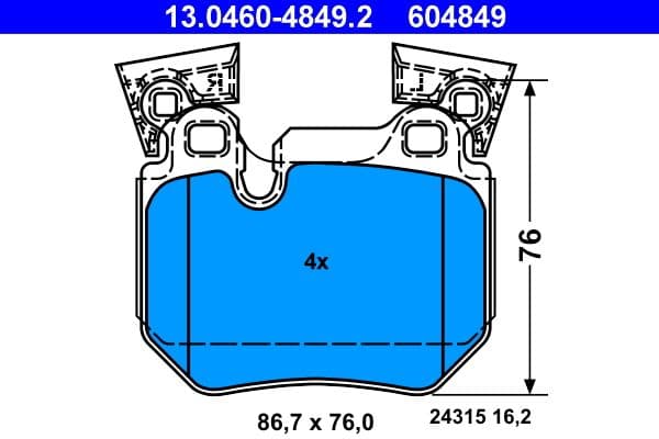 set placute frana,frana disc ATE 13.0460-4849.2