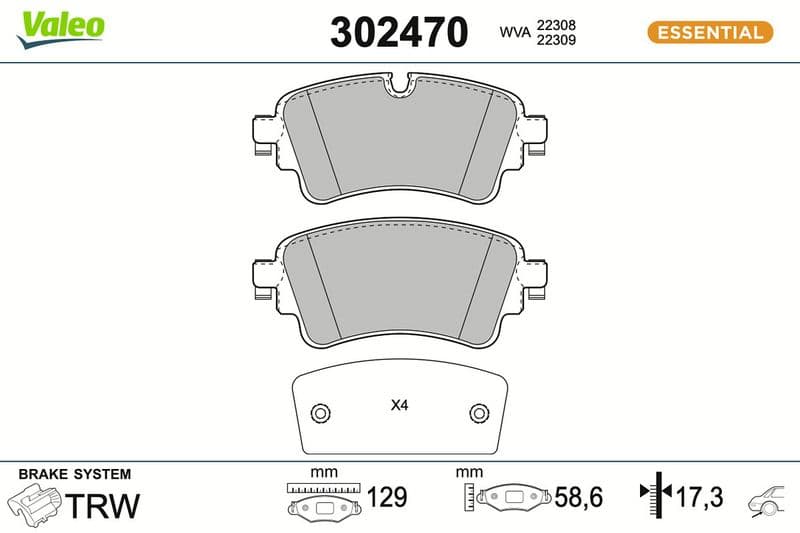 set placute frana,frana disc VALEO ESSENTIAL 302470