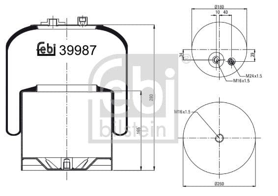 Burduf, suspensie pneumatica FEBI BILSTEIN 39987