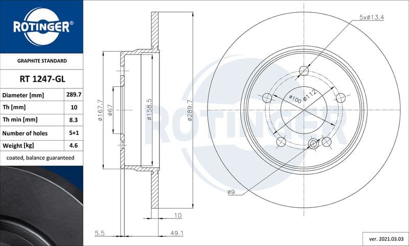 Disc frana ROTINGER GRAPHITE LINE RT 1247-GL