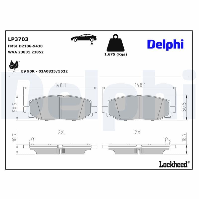 set placute frana,frana disc DELPHI LP3703