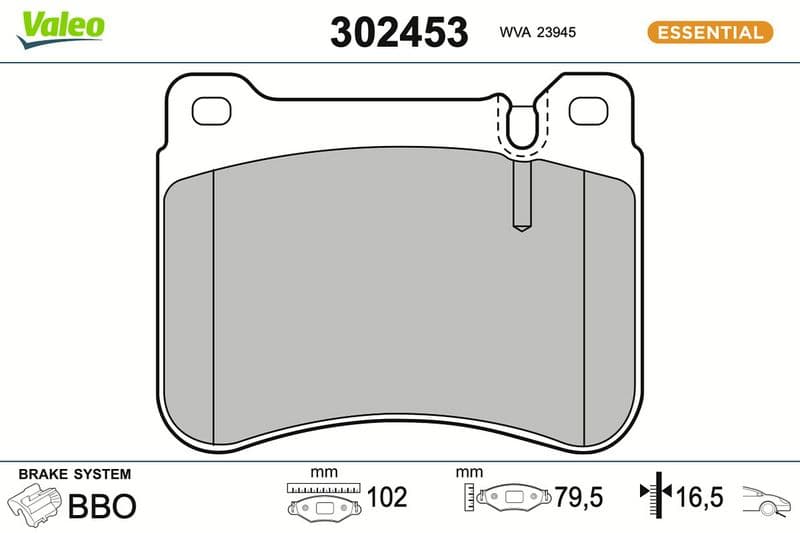 set placute frana,frana disc VALEO ESSENTIAL 302453