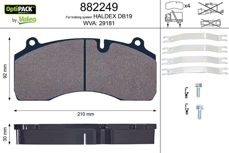 set placute frana,frana disc VALEO OPTIPACK 882249