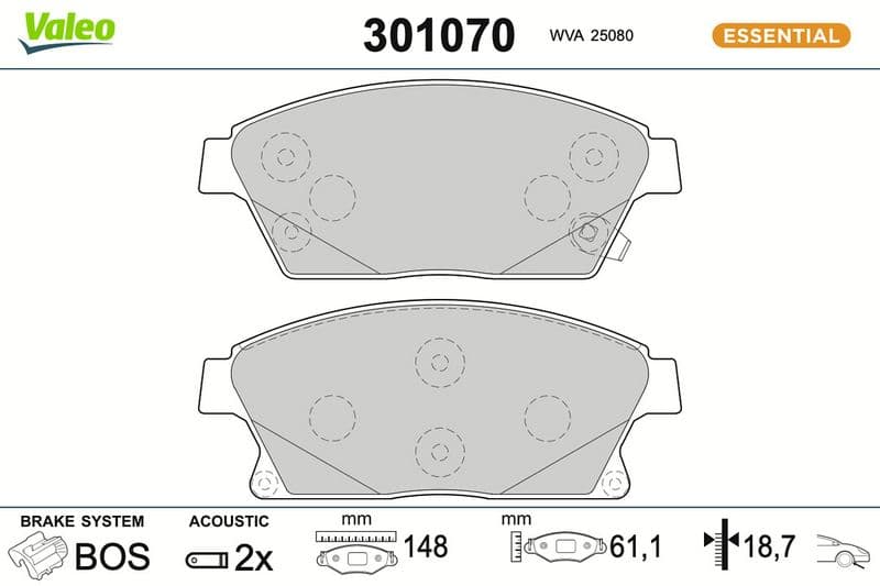 set placute frana,frana disc VALEO ESSENTIAL 301070