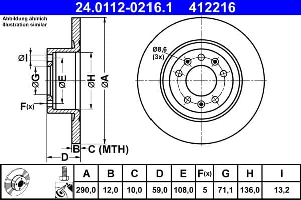 Disc frana ATE 24.0112-0216.1