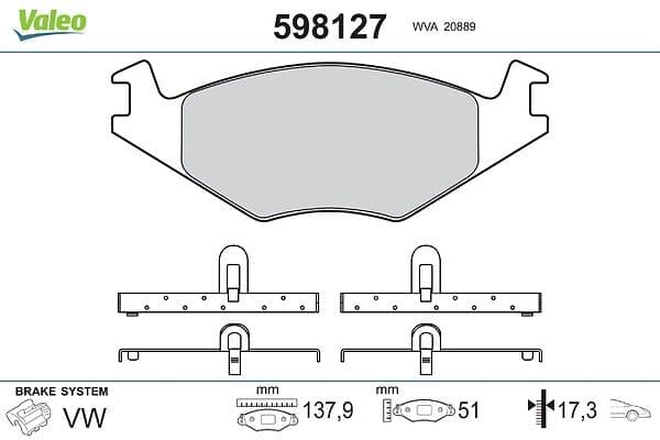 set placute frana,frana disc VALEO 598127