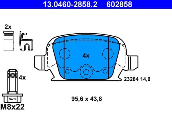 set placute frana,frana disc ATE 13.0460-2858.2