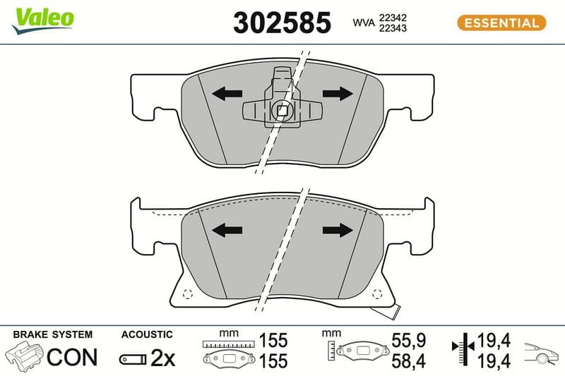 set placute frana,frana disc VALEO ESSENTIAL 302585
