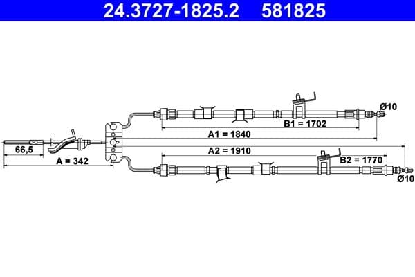 Cablu, frana de parcare ATE 24.3727-1825.2