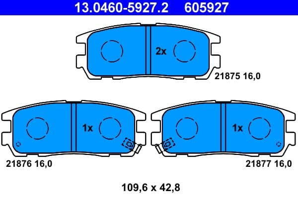 set placute frana,frana disc ATE 13.0460-5927.2