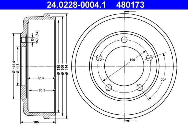 Tambur frana ATE 24.0228-0004.1