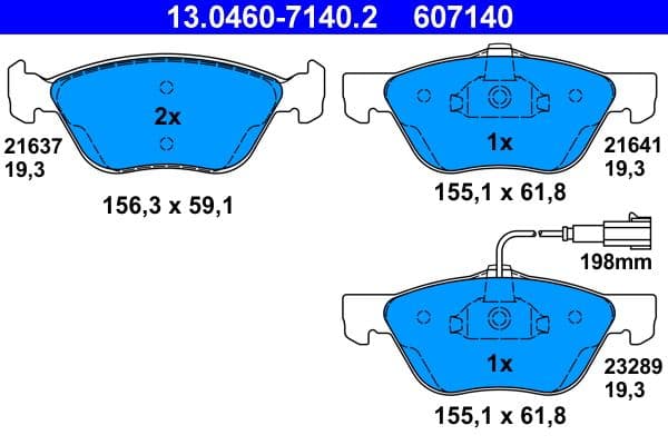 set placute frana,frana disc ATE 13.0460-7140.2