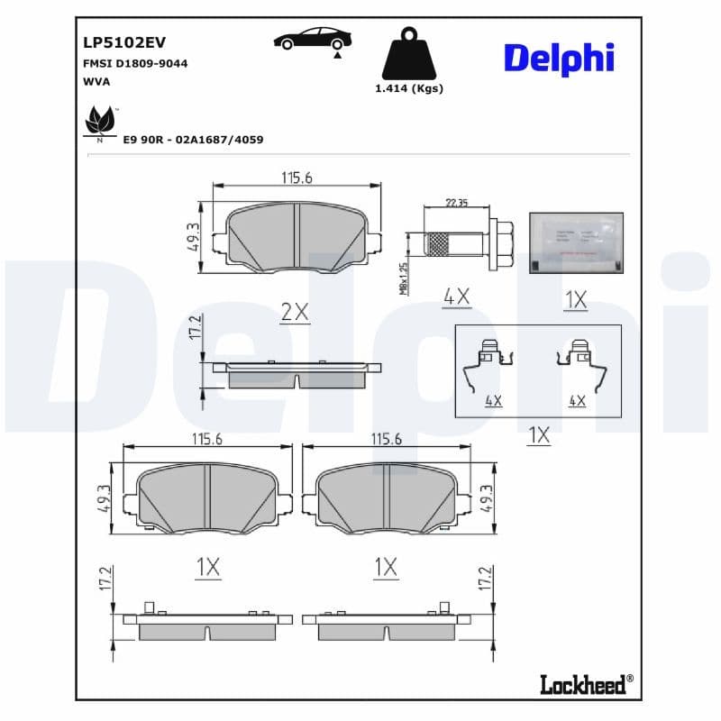 set placute frana,frana disc DELPHI LP5102EV