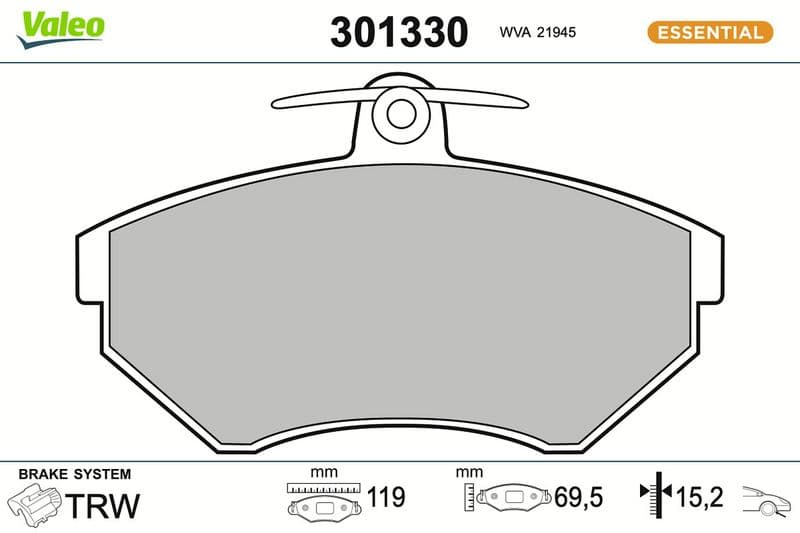 set placute frana,frana disc VALEO ESSENTIAL 301330