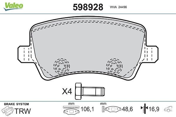set placute frana,frana disc VALEO 598928