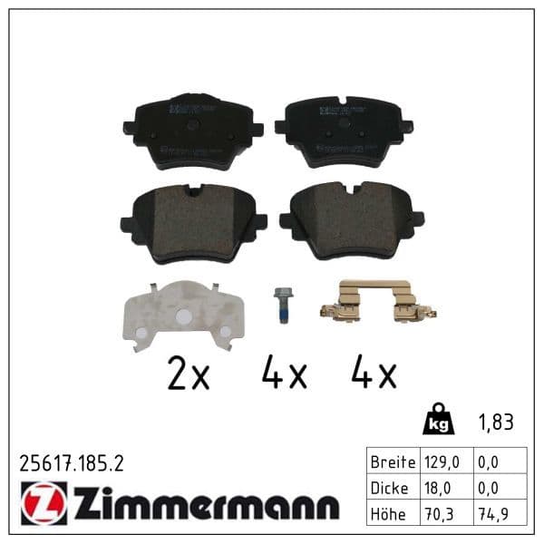 set placute frana,frana disc ZIMMERMANN 25617.185.2