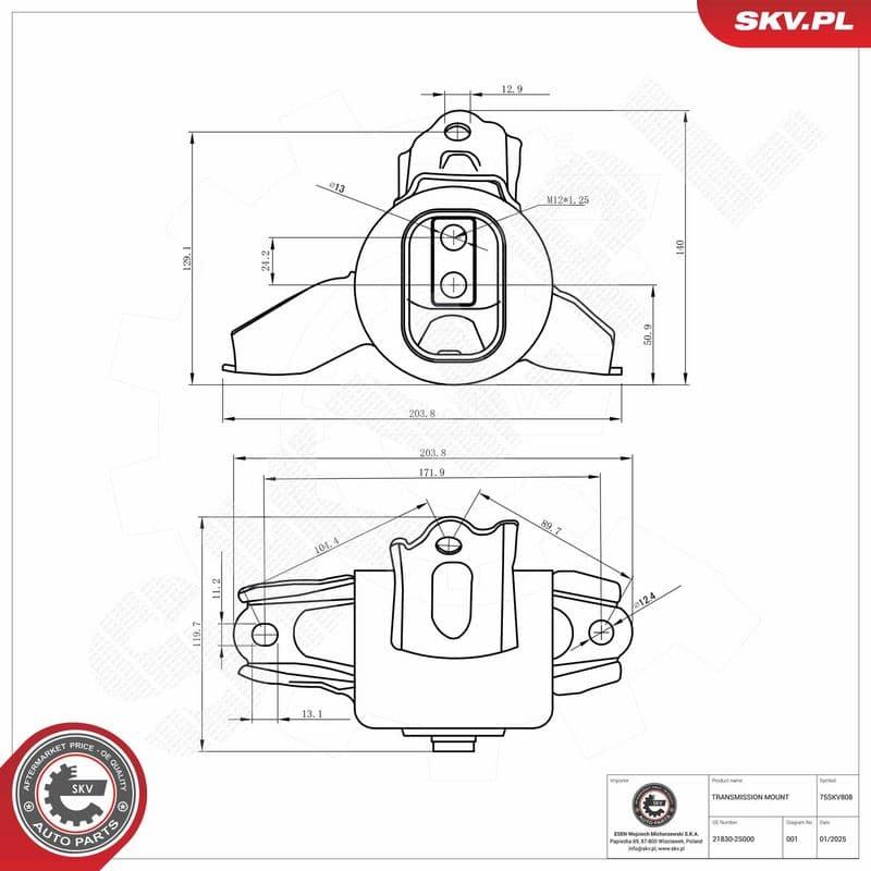Suport, transmisie automata ESEN SKV 75SKV808
