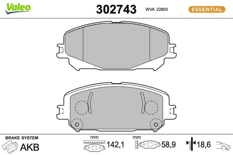 set placute frana,frana disc VALEO ESSENTIAL 302743