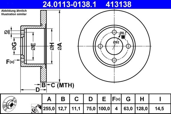 Disc frana ATE 24.0113-0138.1