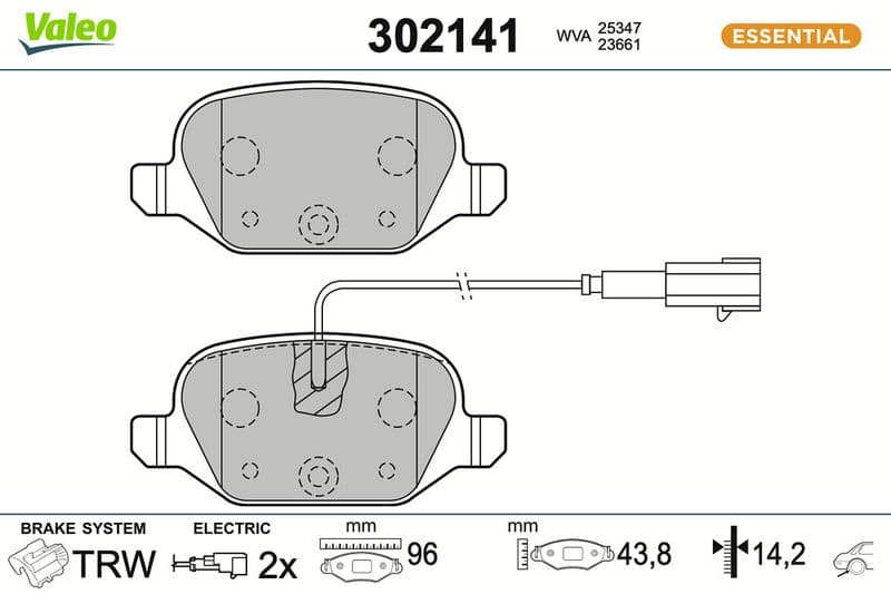 set placute frana,frana disc VALEO ESSENTIAL 302141
