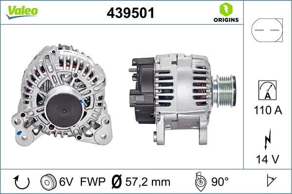 Generator / Alternator VALEO ORIGINS NEW OE TECHNOLOGY 439501