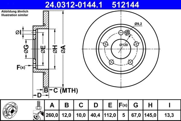 Disc frana ATE PowerDisc 24.0312-0144.1