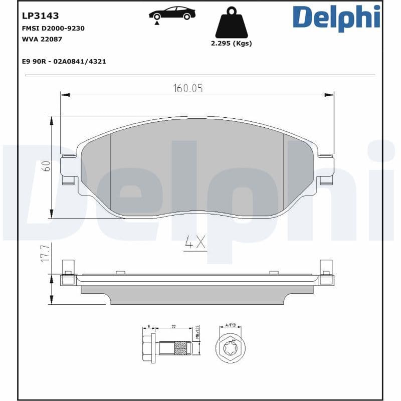 set placute frana,frana disc DELPHI LP3143