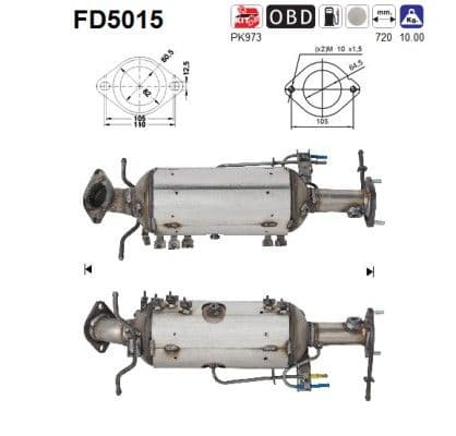 Filtru funingine/particule, sist.de esapament AS-PL FD5015
