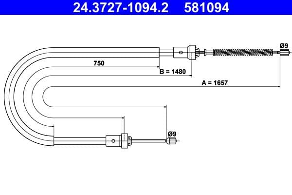 Cablu, frana de parcare ATE 24.3727-1094.2