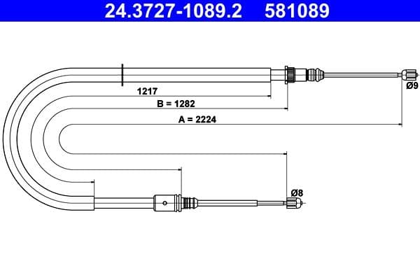 Cablu, frana de parcare ATE 24.3727-1089.2
