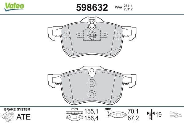 set placute frana,frana disc VALEO 598632
