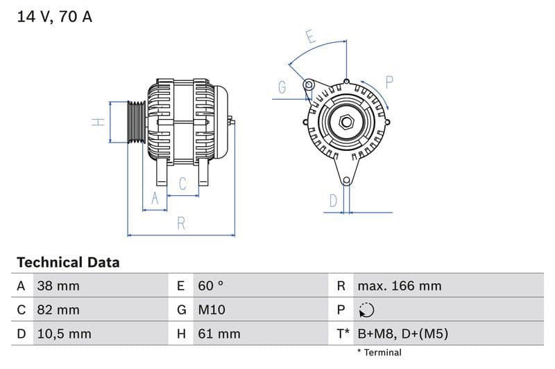Generator / Alternator BOSCH 0 986 039 550