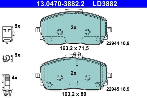 set placute frana,frana disc ATE Ceramic 13.0470-3882.2