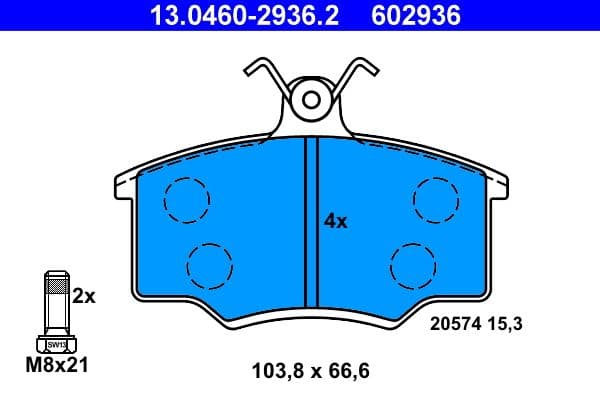 set placute frana,frana disc ATE 13.0460-2936.2
