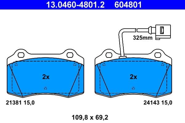set placute frana,frana disc ATE 13.0460-4801.2