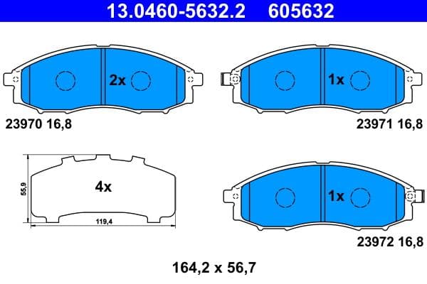 set placute frana,frana disc ATE 13.0460-5632.2