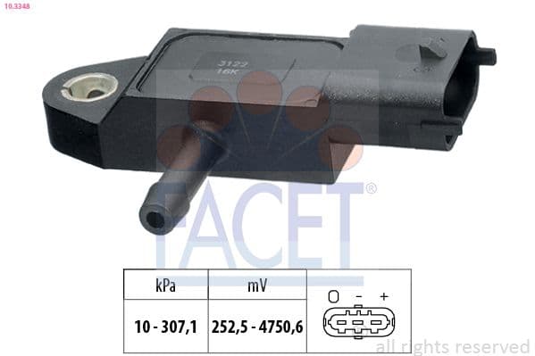 Senzor, presiune gaze evacuare FACET Made in Italy - OE Equivalent 10.3348