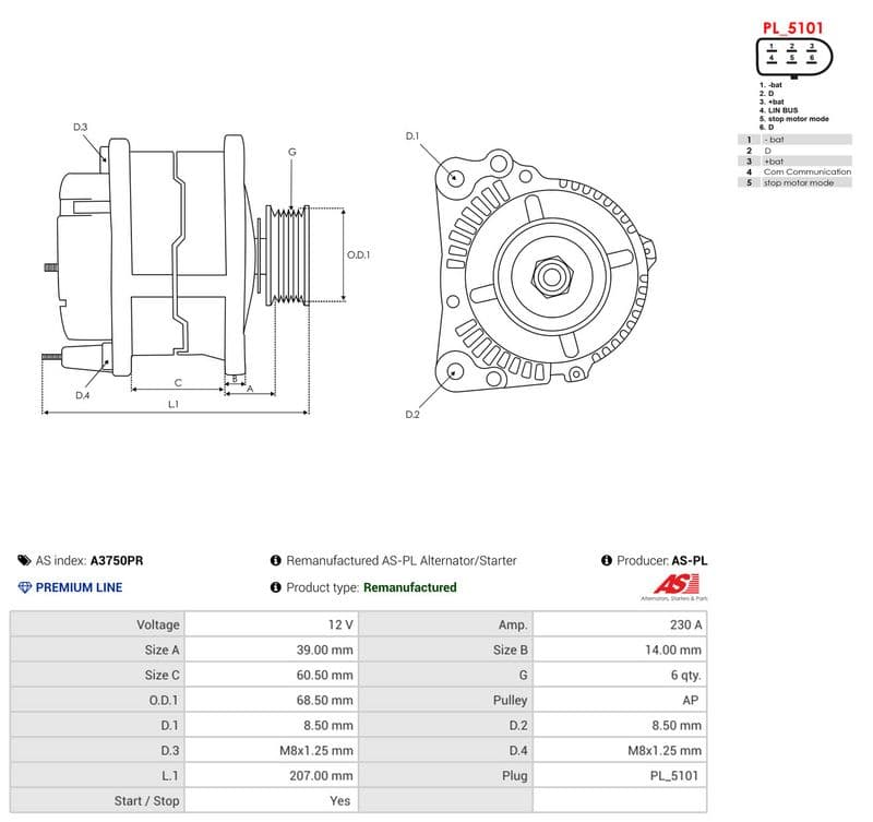 Generator / Alternator AS-PL A3750PR