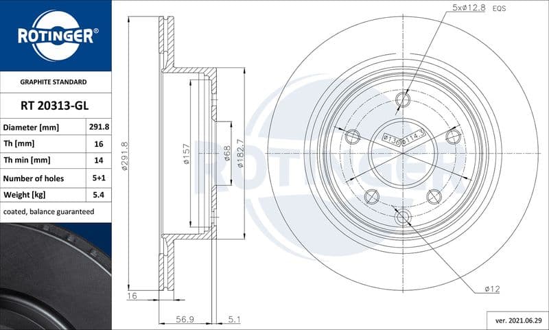 Disc frana ROTINGER GRAPHITE LINE RT 20313-GL