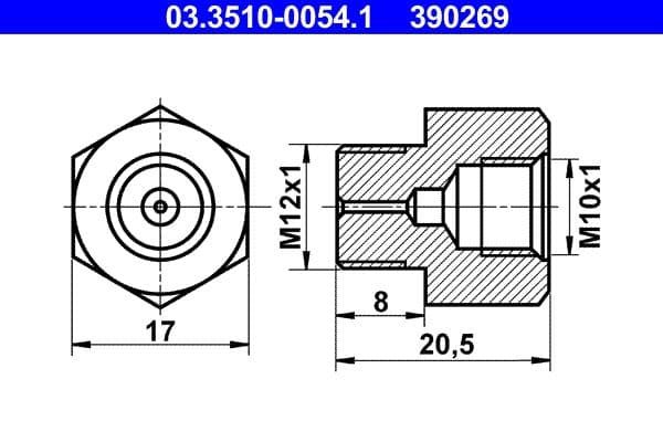 Adaptor, conducte frana ATE 03.3510-0054.1