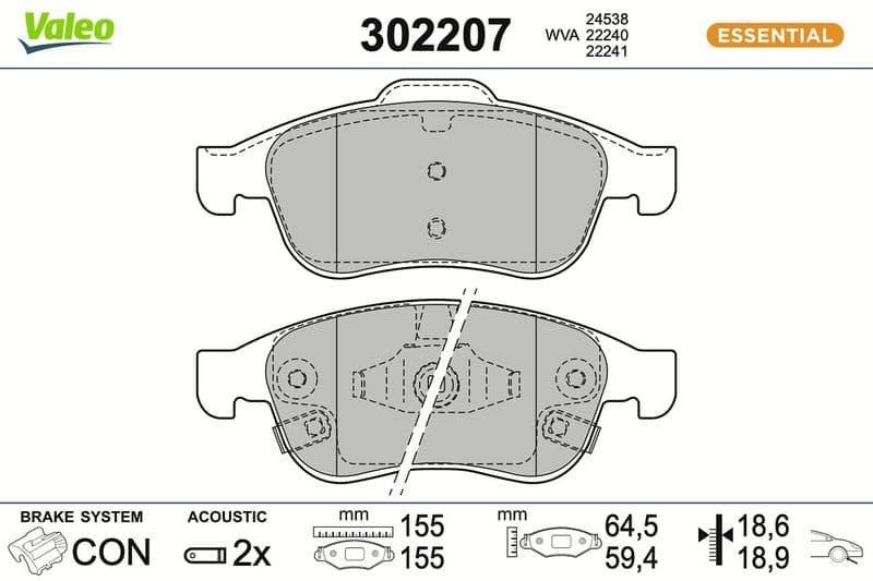 set placute frana,frana disc VALEO ESSENTIAL 302207