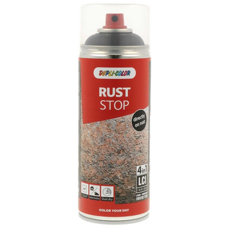 grund protectie rugina DUPLI COLOR RUST STOP RAL 9005 deep black semi mat 400 ml 868320