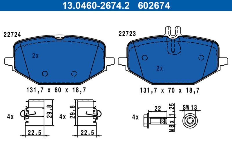 set placute frana,frana disc ATE 13.0460-2674.2