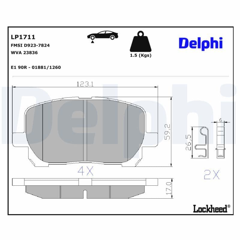 set placute frana,frana disc DELPHI LP1711