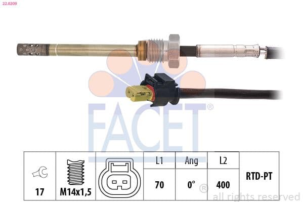 Senzor, temperatura gaze evacuare FACET Made in Italy - OE Equivalent 22.0209