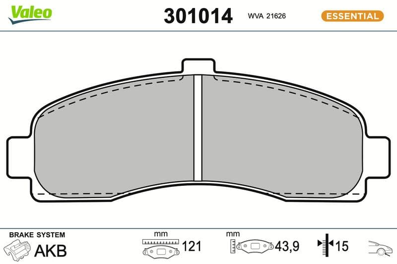 set placute frana,frana disc VALEO ESSENTIAL 301014