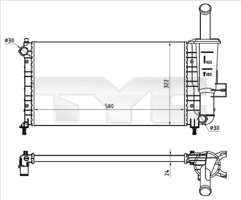 Radiator, racire motor TYC 709-0026-R